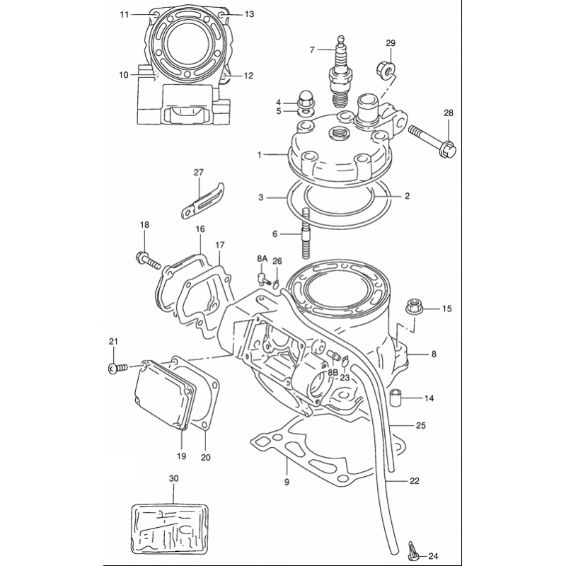 Couvercle latéral de valves & cylindre 125 RM 89 - 08