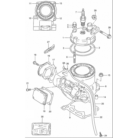 Couvercle latéral de valves & cylindre 125 RM 89 - 08
