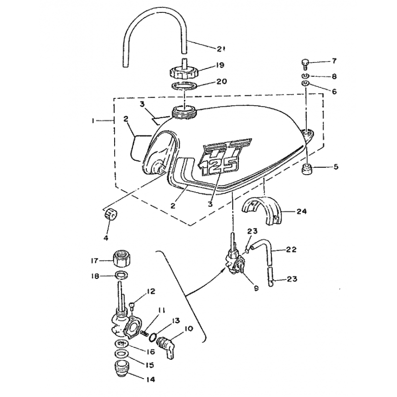 Caoutchouc de réservoir 125 DTMX
