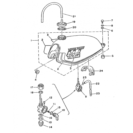 Caoutchouc de réservoir 125 DTMX