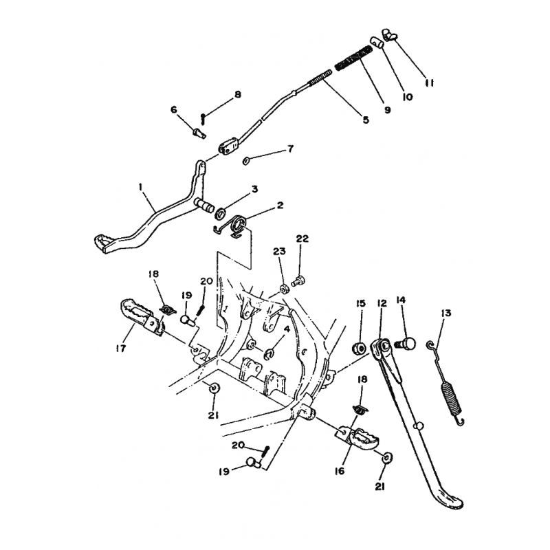 Axe de pédale et de tige de frein 125 DTMX