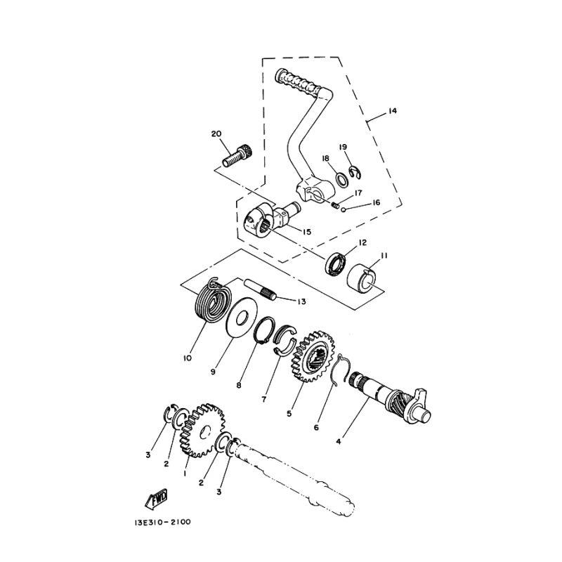 Circlips d'arbre de kick 125 TY 77
