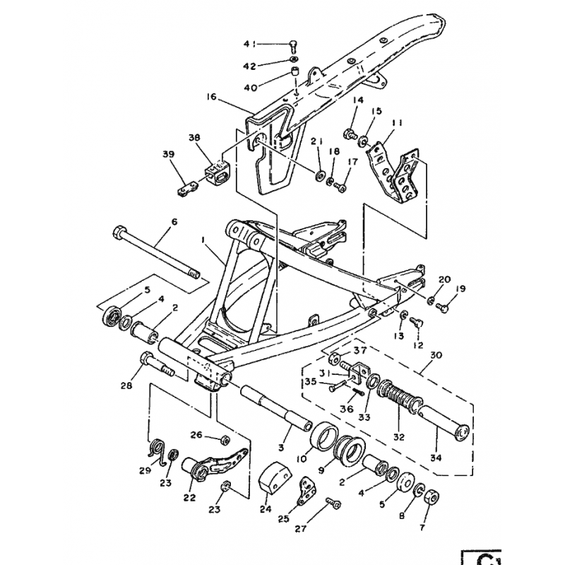 Tige de tambour arrière 125 DTMX