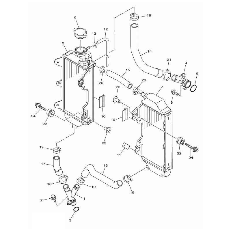 Coude d'eau sur culasse 450 YZF 14 - 19 / 450 WRF 16 - 20