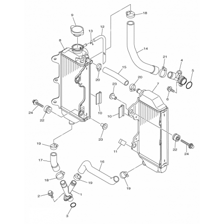 Coude d'eau sur culasse 450 YZF 14 - 19 / 450 WRF 16 - 20