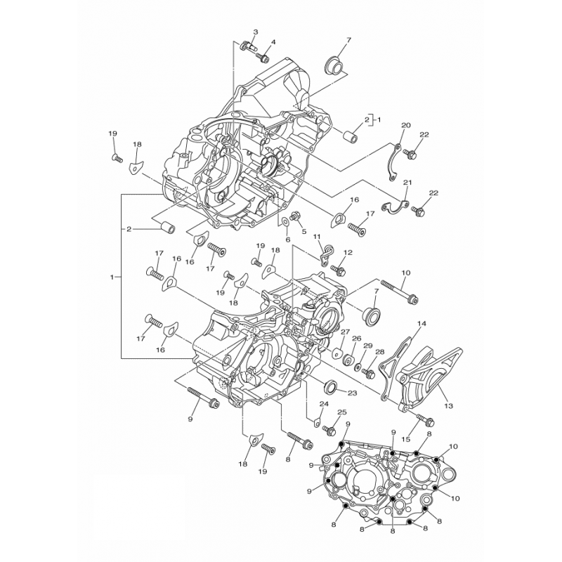 Vis de carters moteur centraux 450 YZF 14 - 17 / 450 WRF 16 - 18
