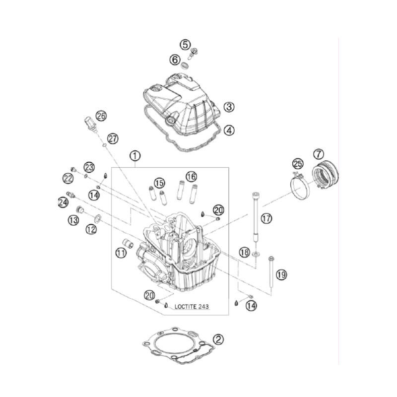 Couvre culasse 450 SXF 13 / 450 EXC-F 08 - 15 / 390 FE 10 - 12 / 450 FE 09 - 14 / 570 FE 09 - 12