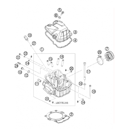 Couvre culasse 450 SXF 13 / 450 EXC-F 08 - 15 / 390 FE 10 - 12 / 450 FE 09 - 14 / 570 FE 09 - 12