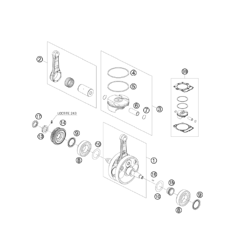 Pignon primaire de vilebrequin 400 450 530EXC-F 09 - 11 / 390 FE 10 - 12 / 450 570 FE 09 - 12