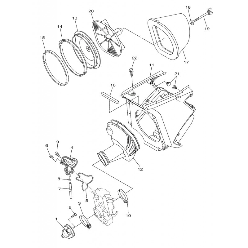 Cage support filtre à air 250 YZF 10 - 11 ( filtre offert )