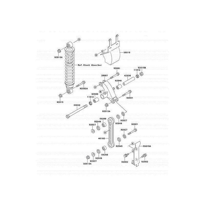 Axe inférieur ou supérieur de biellettes 60 KX 83 - 04 / 80 KX 83 - 85