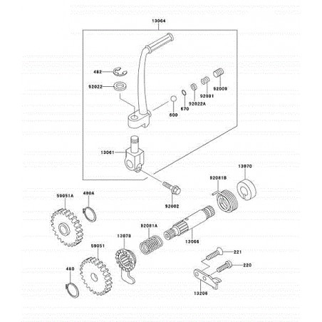 Butée de rocher de kick 60 KX 85 - 93 / 80 KX 84 - 85