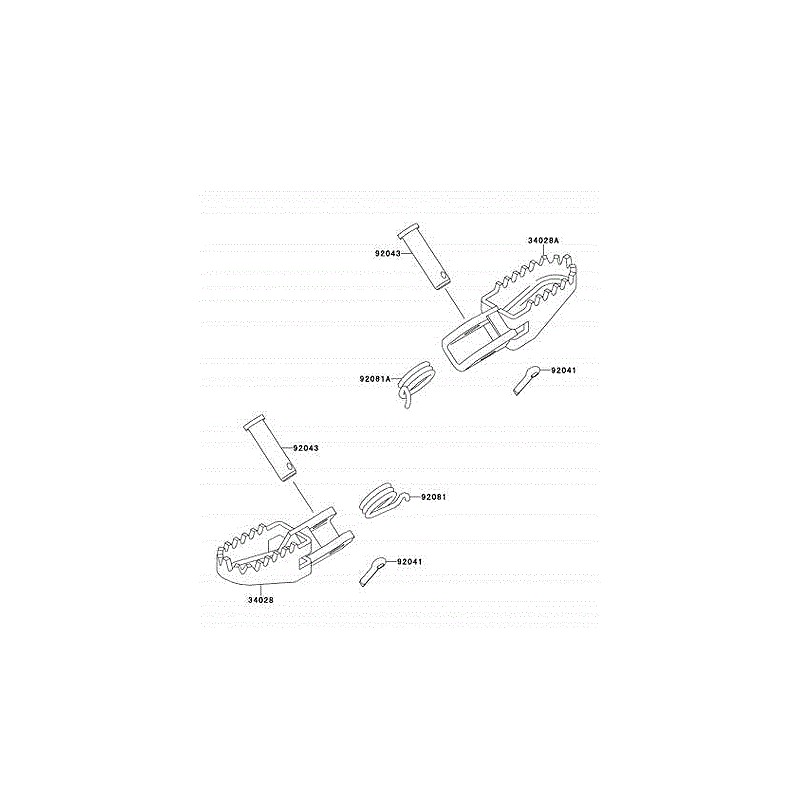 Axes de repose-pieds 60 KX 83 - 04 / 80 KX 83 - 97