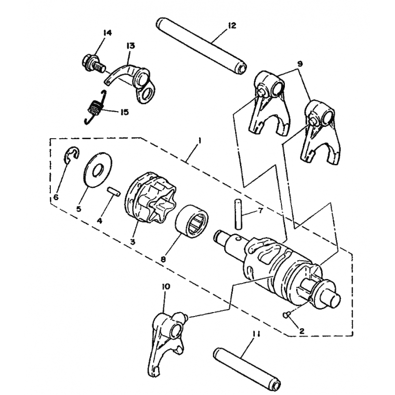 Axe de barillet 125 YZ 77 - 80 / 125 DTMX / 125 IT 80 - 81 / 175 IT 77 - 79