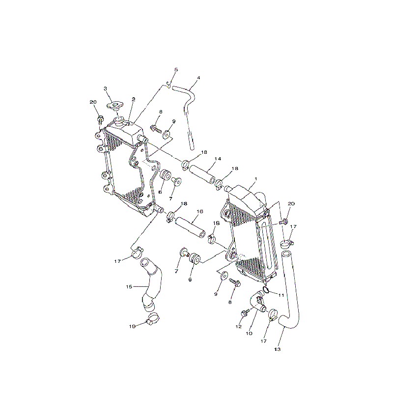 Durites de refroidissement 250 YZF 02 - 05 / 250 WRF 02 - 06