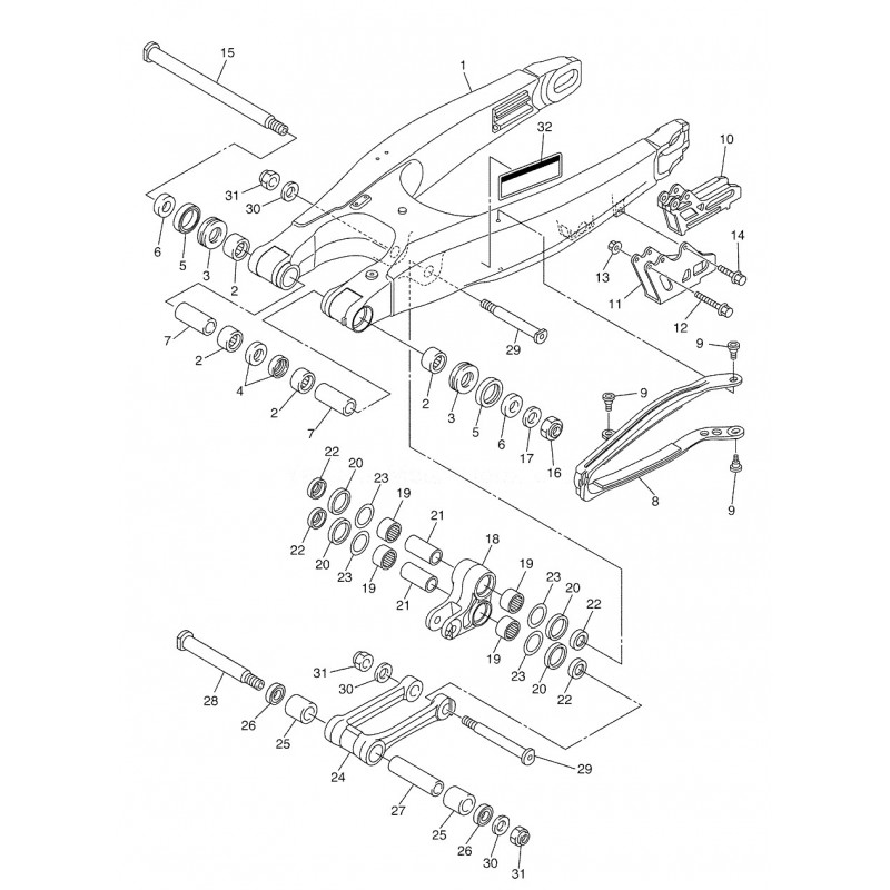 Axe de biellettes 250 450 YZF 06 - 20 / 250 450 WRF 07 - 20