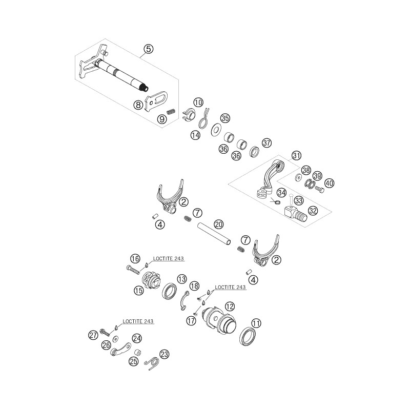 Fourchettes de boite de vitesses 450 SXF 07 - 09 / 505 SXF 07 - 08