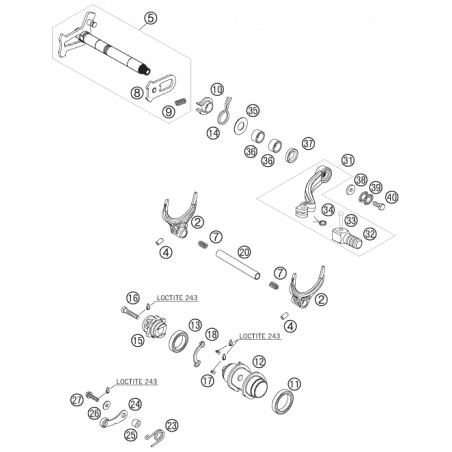 Fourchettes de boite de vitesses 450 SXF 07 - 09 / 505 SXF 07 - 08