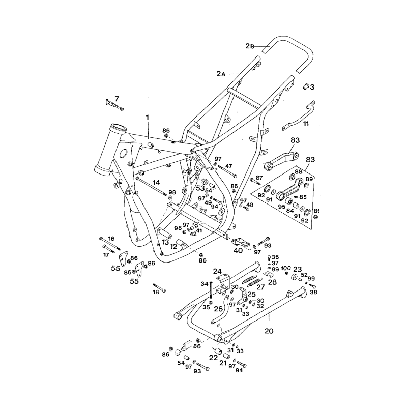 Axes de repose-pieds + ressorts 240 MX / GS 89
