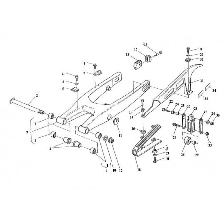 Ecrou d'axe pivot de bras oscillant 125 WRE / 125 250 CR / 125 250 360 WR