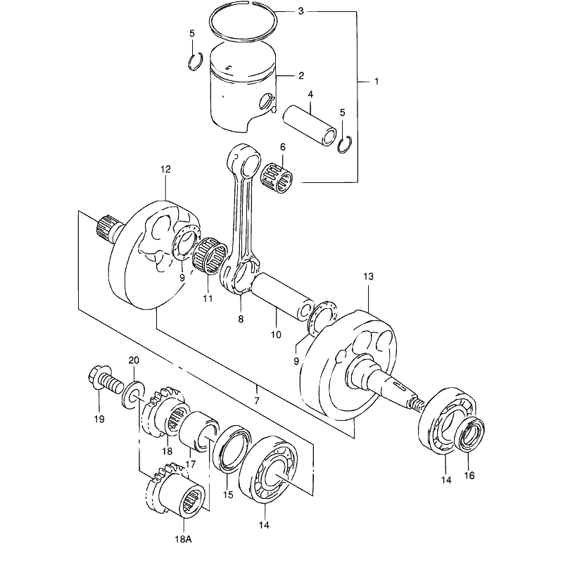 Pignon de vilebrequin 125 RM 92 - 00