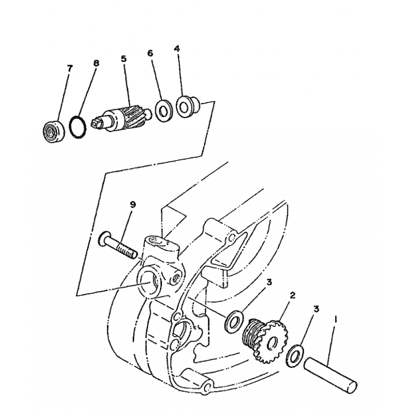 Axe de pignon de compte tours 125 DTMX