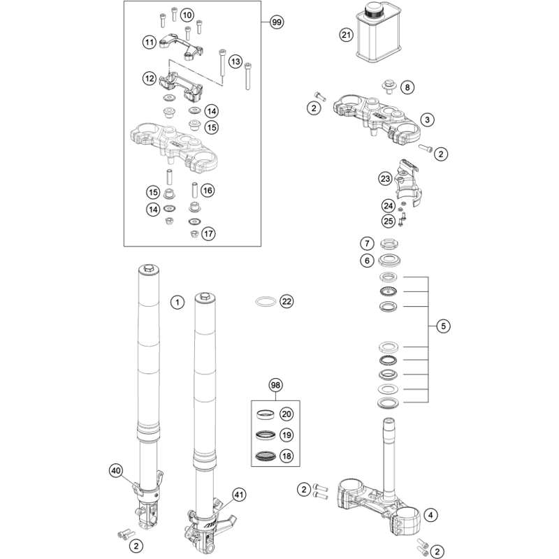 Ecrou cranté de colonne de direction 125 DUKE 22 23 / 200 DUKE 12 - 23 / 390 DUKE 13 - 23