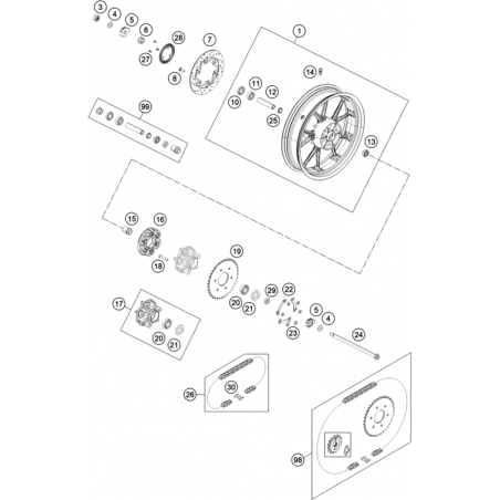 Vis de disque de frein arrière125 DUKE 22 23 / 200 DUKE 12 - 23 / 390 DUKE 13 - 23