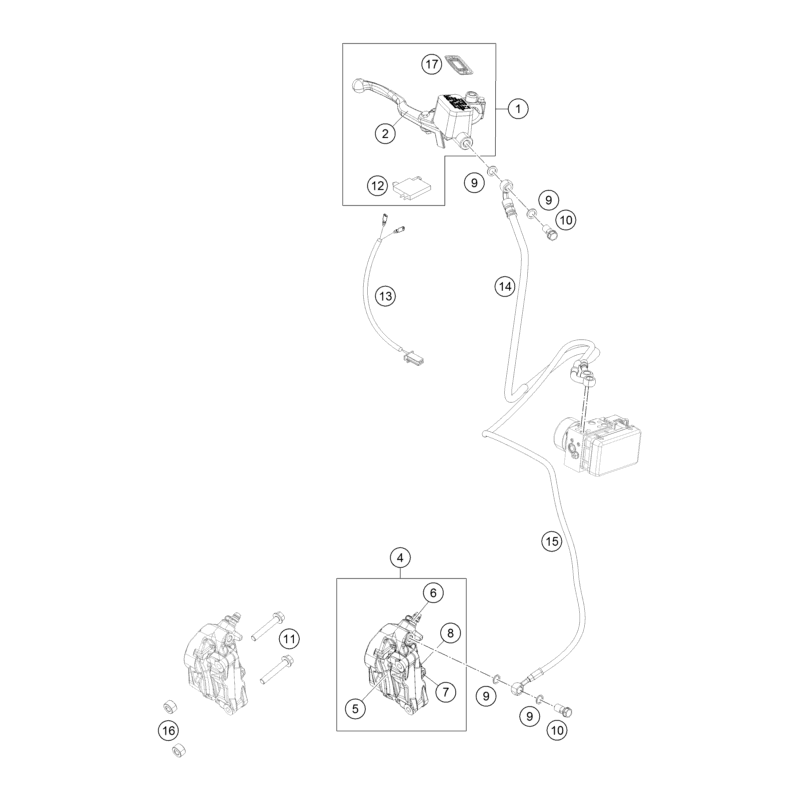 Durite d'étrier de frein avant ABS 125 250 390 DUKE 2013 à 2023