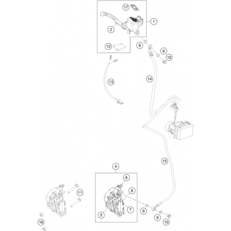Durite d'étrier de frein avant ABS 125 250 390 DUKE 2013 à 2023