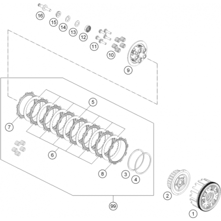 Ressorts + vis d'embrayage 390 DUKE 13 - 14