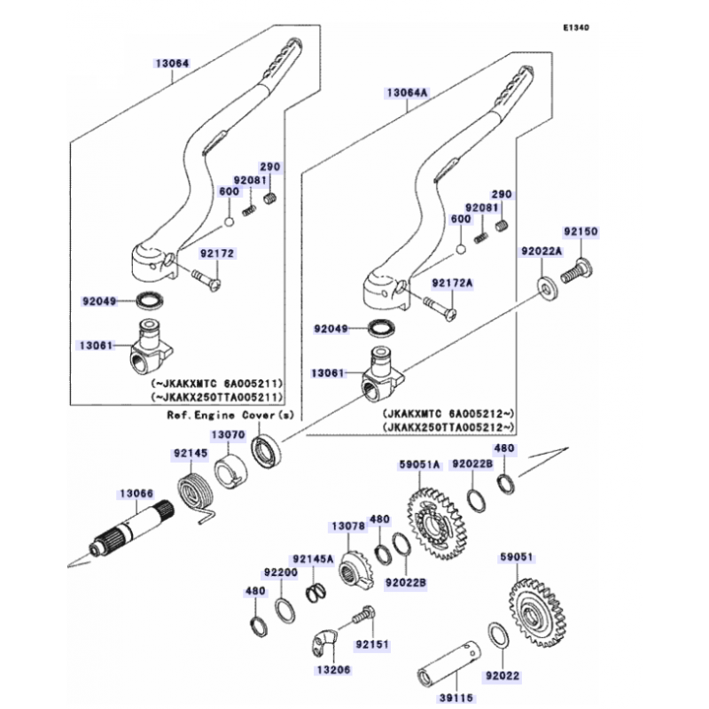 Pignon intermédiaire de kick 250 KXF 04 - 08