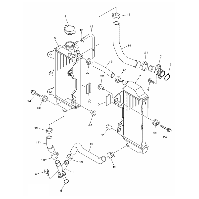 Durite rigide de pompe à eau 250 YZF WRF 15 - 18 / 450 YZF 14 - 17