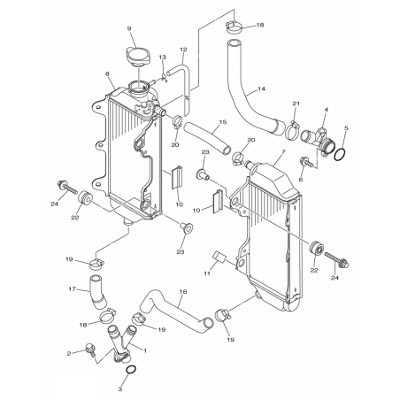 Durite rigide de pompe à eau 250 YZF WRF 15 - 18 / 450 YZF 14 - 17