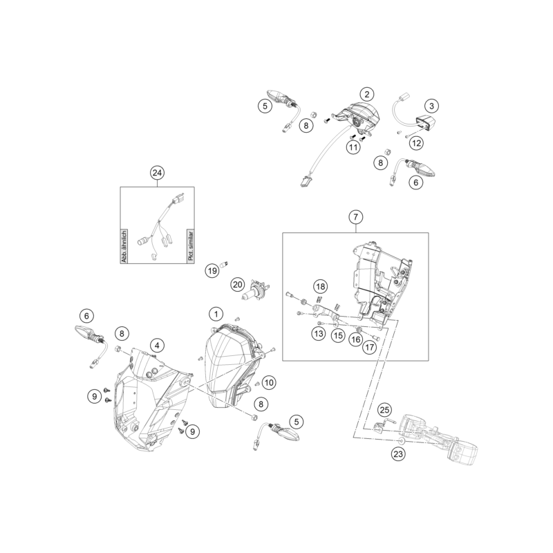 Axes et vis de support de phare 125 DUKE 11 - 13 / 200 DUKE 12 - 16