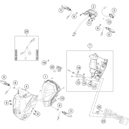 Axes et vis de support de phare 125 DUKE 11 - 13 / 200 DUKE 12 - 16