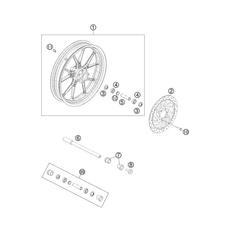 Vis de disque de frein avant 125 DUKE 11 - 16 / 200 DUKE 12 - 17 / 390 DUKE 13 - 16