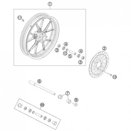 Vis de disque de frein avant 125 DUKE 11 - 16 / 200 DUKE 12 - 17 / 390 DUKE 13 - 16