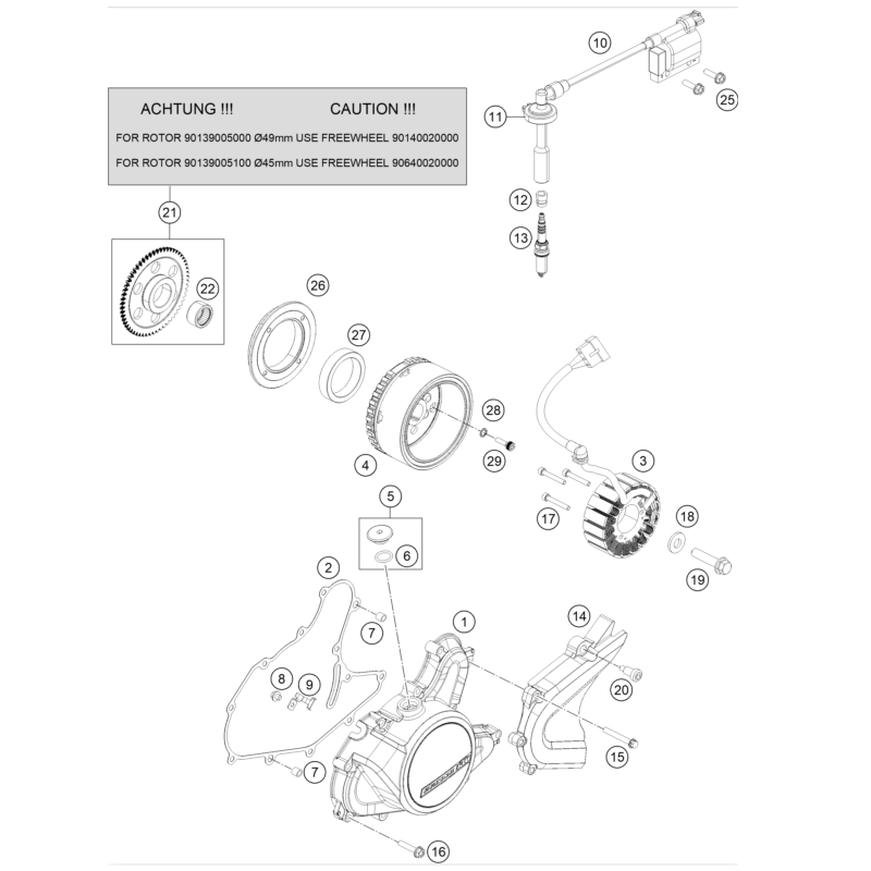 Roue libre 125 DUKE 12 - 16 / 200 DUKE 12 - 17