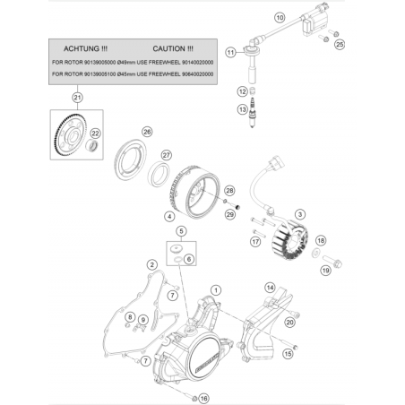 Roue libre 125 DUKE 12 - 16 / 200 DUKE 12 - 17