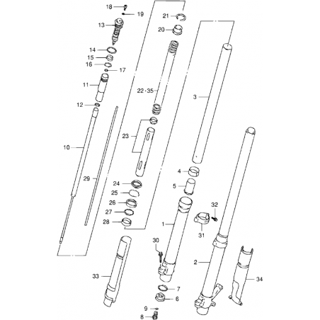 Entretoises internes de fourche conventionnelle 125 250 RM 96 - 00