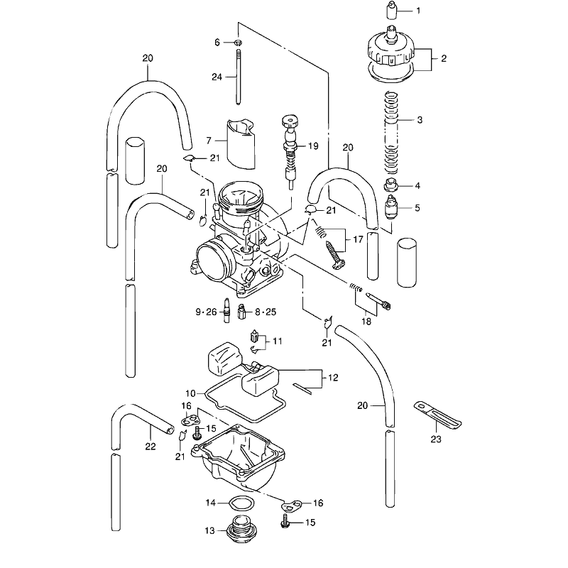 Boisseau de carburateur 125 250 RM 96 - 00
