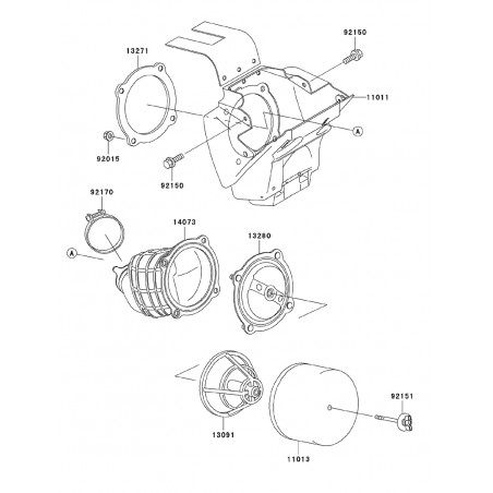 Vis de cage support de filtre à air 65 KX 00 - 23 / 80 KX 98 à 00  / 85 KX 01 - 23