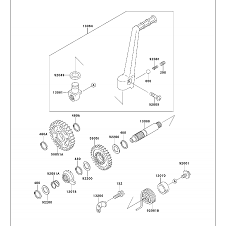 Guide / Butée de kick 125 KX 74 - 08 / 200 KDX 86 - 03 / 250 KX 80 - 91