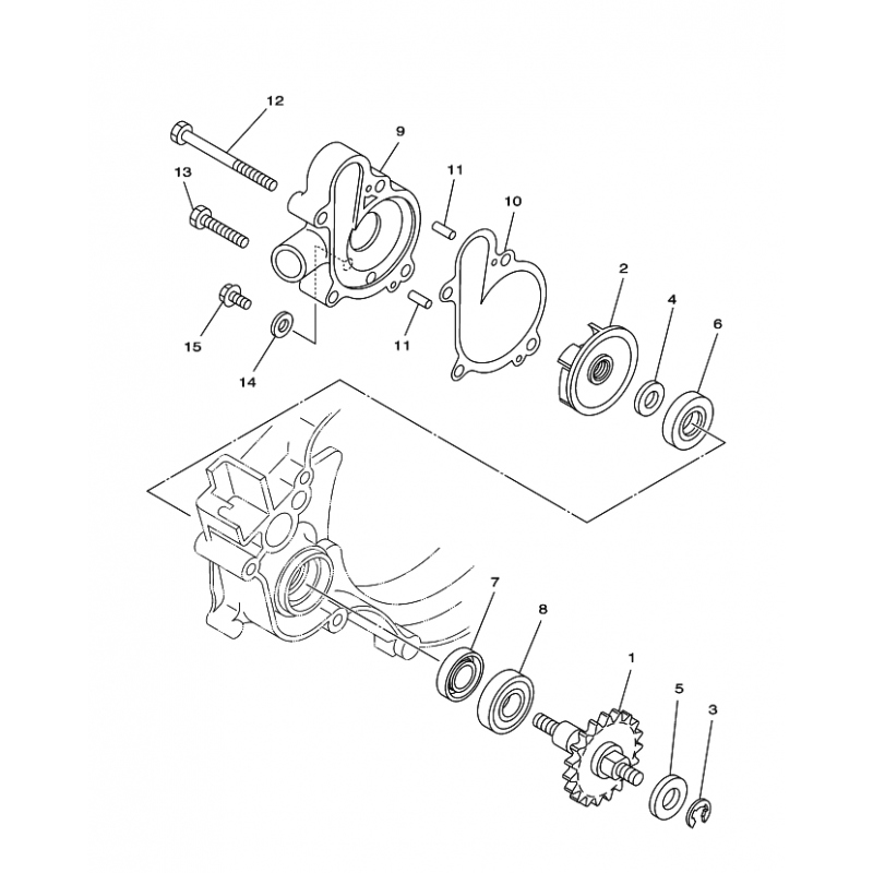 Turbine de pompe à eau 125 YZ 98 - 04 / 250 YZF 01 - 13 / 250 WRF 01 - 13