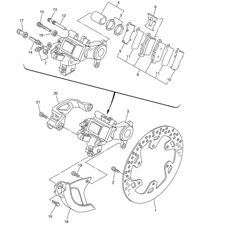 Vis support + contre vis de plaquettes d'étrier de frein arrière 125 250 YZ 98 - 21 / 250 YZF WRF 01 - 20 / 450 YZF 03 - 21