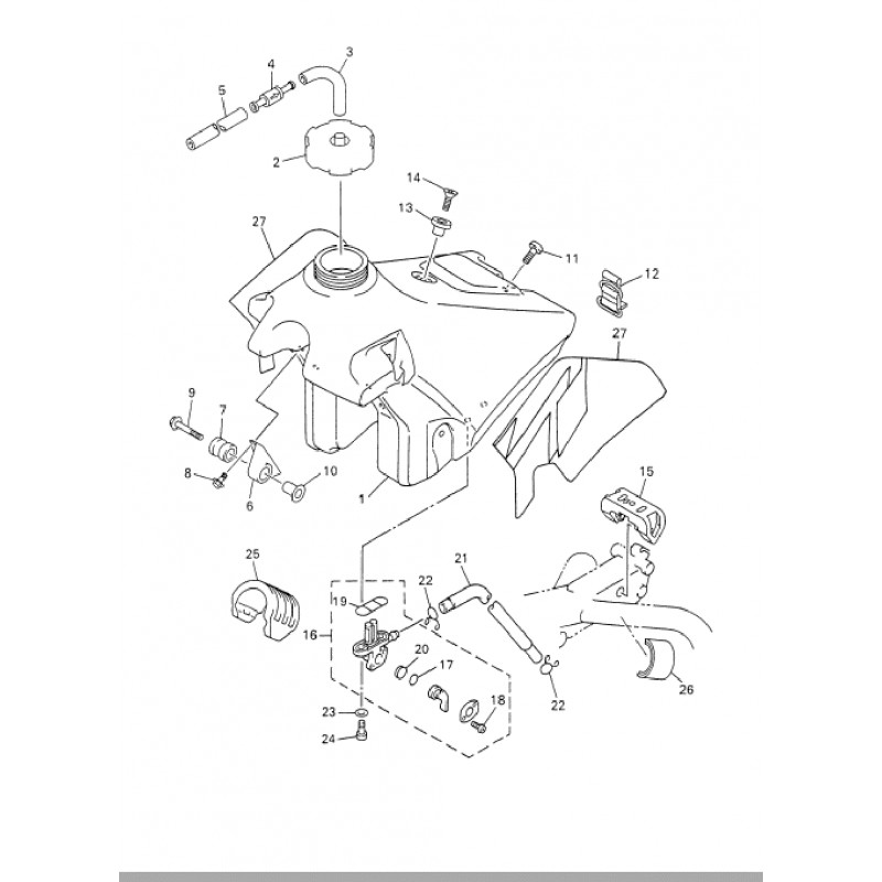 Caoutchoucs de cadre / réservoir 250 YZF 01 - 05 / 250 WRF 01 - 06 / 400 426 YZF WRF / 450 YZF 03 - 05 / 450 WRF 03 - 06