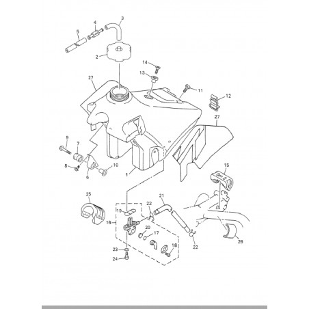 Caoutchoucs de cadre / réservoir 250 YZF 01 - 05 / 250 WRF 01 - 06 / 400 426 YZF WRF / 450 YZF 03 - 05 / 450 WRF 03 - 06