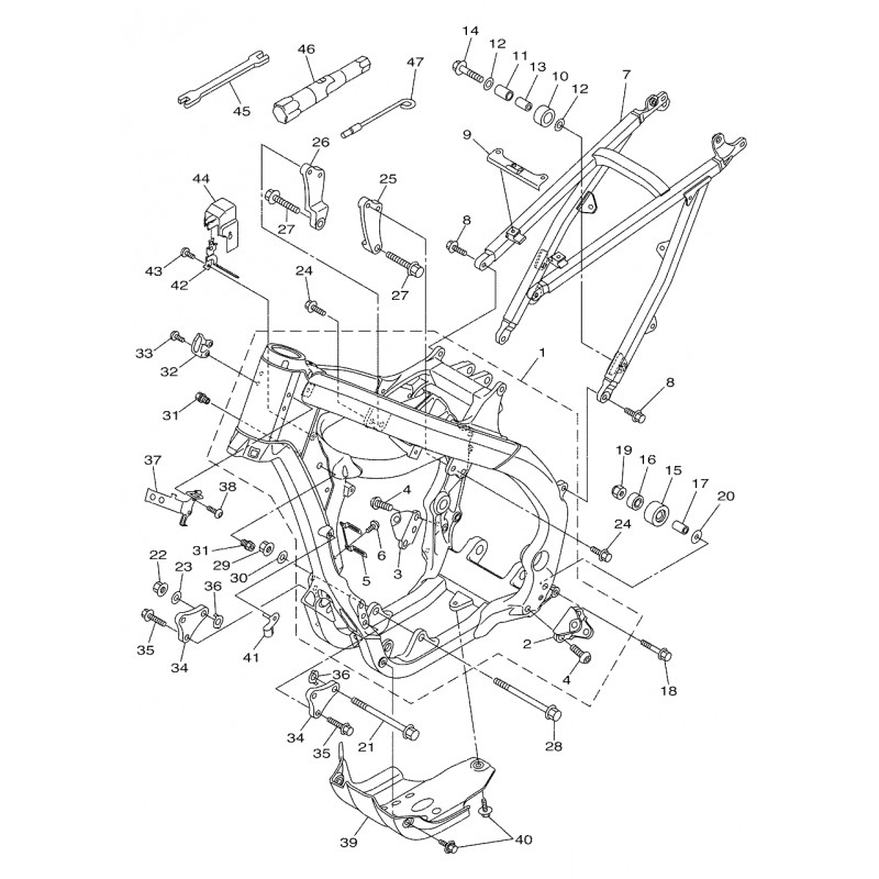 Axe de support moteur 250 YZF 10 - 19 / 450 YZF 18 - 19 / 450 WRF 19