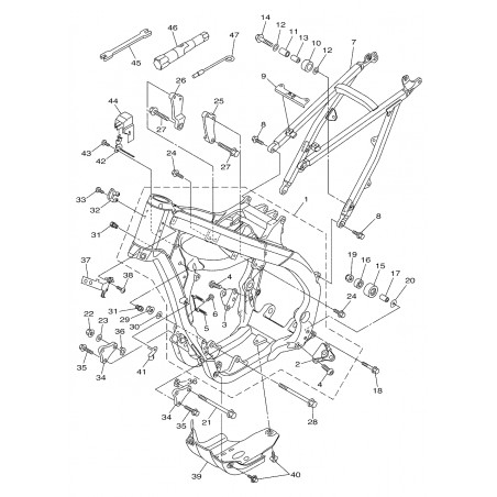 Axe de support moteur 250 YZF 10 - 19 / 450 YZF 18 - 19 / 450 WRF 19